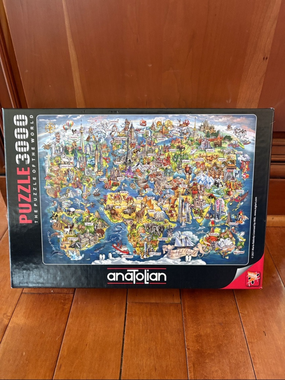 Anatolian Blue Illustrated World Map Puzzle - 3000 Piece